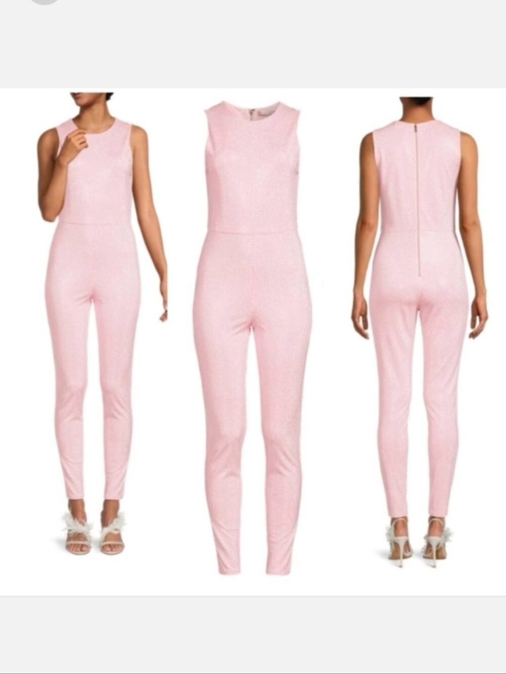 Alice + Olivia Light Pink Embellished Sleeveless Jumpsuit Size 8 NWT - Picture 7 of 16